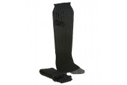 Socks/ Leg Warmers - Knitted Leg Warmers w/ Drawstring Pompom - Black - SK-F1005BK